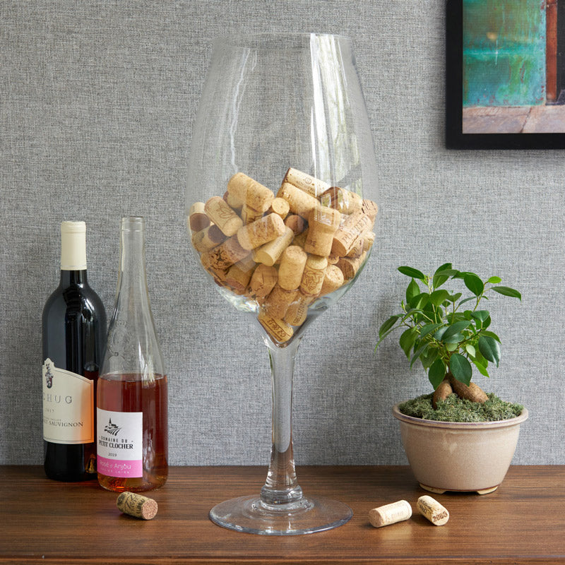 Oversized Bordeaux Glass – Decorative Cork Holder and Versatile Centerpiece Cork Holder Wander Wine Carriers.