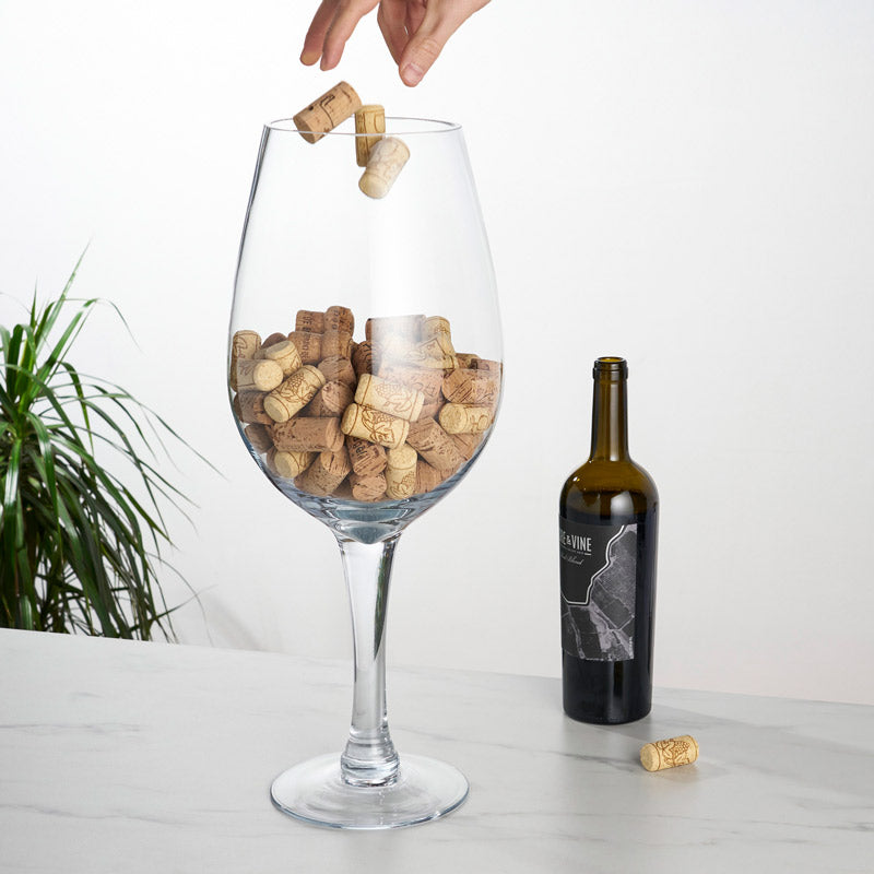Oversized Bordeaux Glass – Decorative Cork Holder and Versatile Centerpiece Cork Holder Wander Wine Carriers.