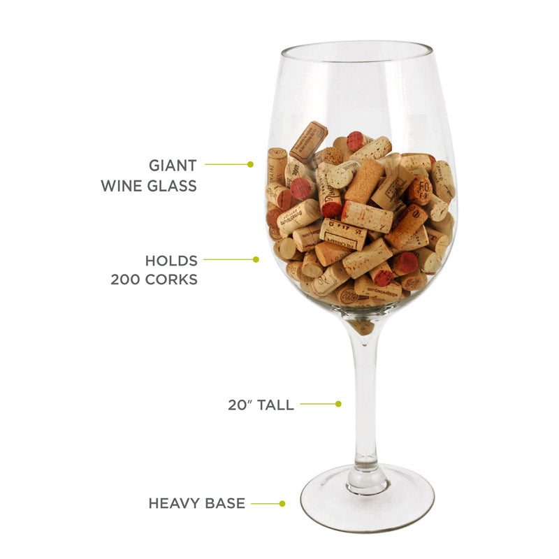 Oversized Bordeaux Glass – Decorative Cork Holder and Versatile Centerpiece Cork Holder Wander Wine Carriers.
