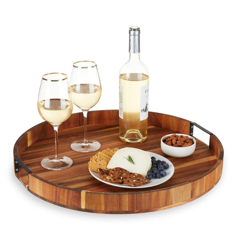 Acacia Lazy Susan – Elegant and Functional Turntable Serving Trays Wander Wine Carriers.