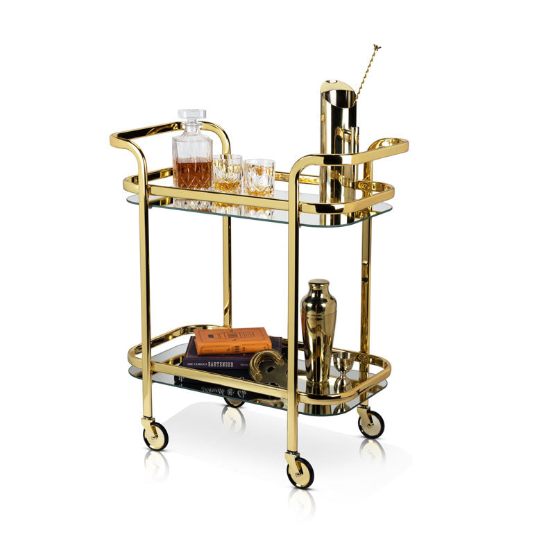 Belmont Gold Bar Cart – The Ultimate Statement for Sophisticated Entertaining Bar Carts Wander Wine Carriers.