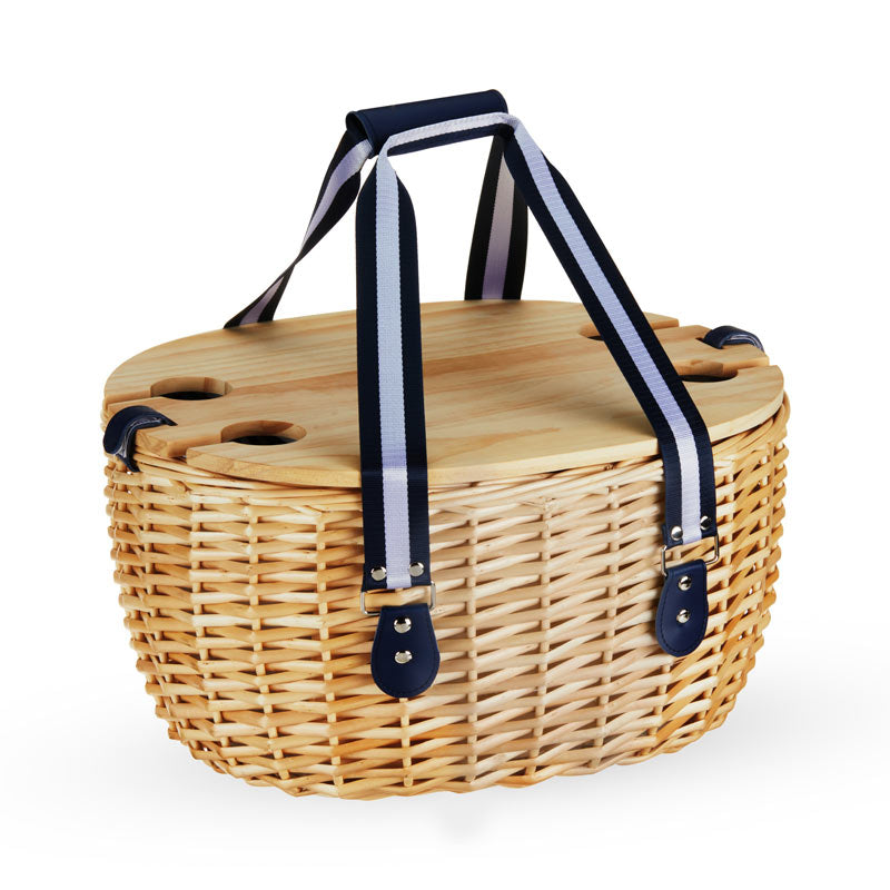 Central Park Willow Picnic Basket – Stylish Picnic Set for Four Picnic Sets Wander Wine Carriers.