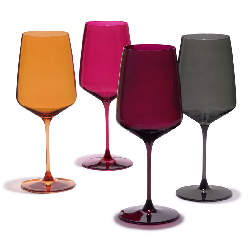 Reserve Nouveau Multi-Colored Crystal Wine Glasses by Viski – Set of 4