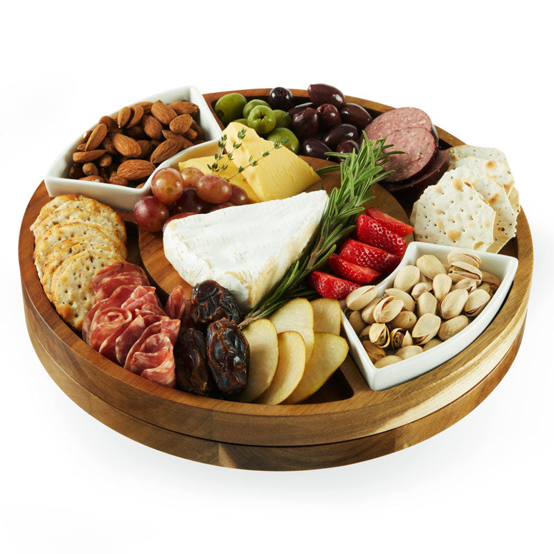 Rotating Charcuterie Board – Stylish Serving Made Easy Serveware Wander Wine Carriers.