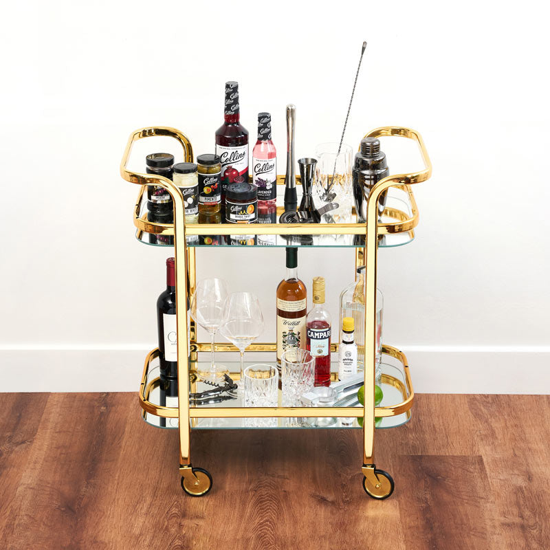 Belmont Gold Bar Cart – The Ultimate Statement for Sophisticated Entertaining Bar Carts Wander Wine Carriers.