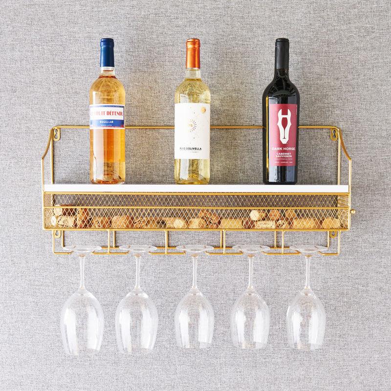 Gold Wall-Mounted Wine Rack & Cork Storage – Stylish and Functional Wine Display Wine Racks Wander Wine Carriers.