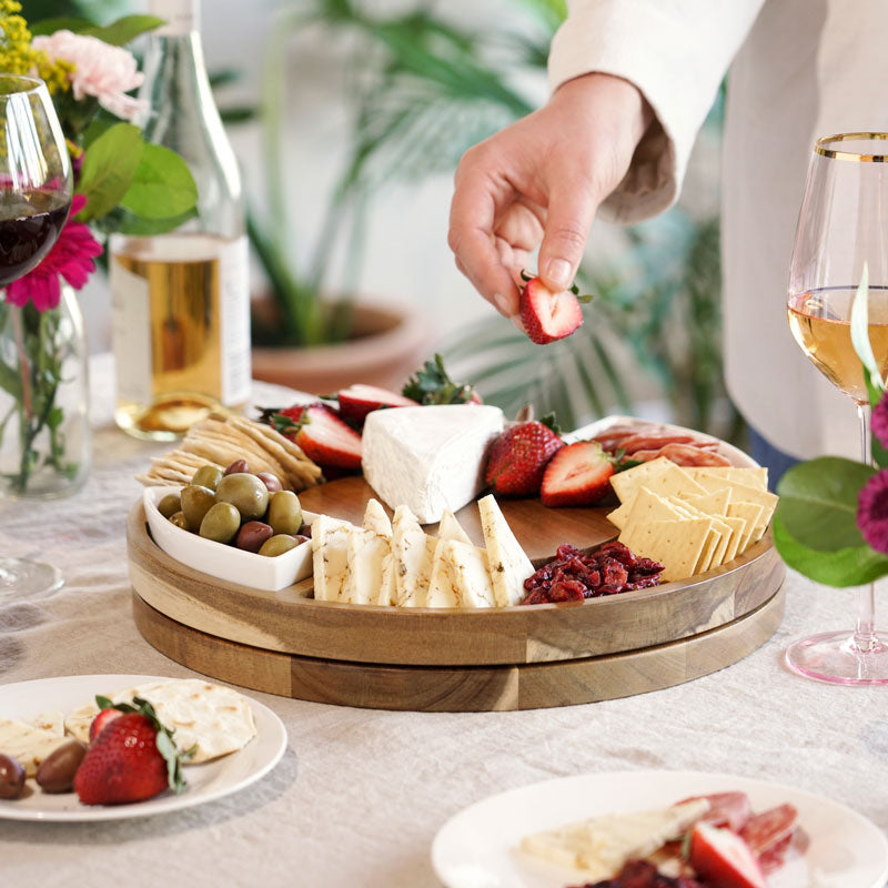 Rotating Charcuterie Board – Stylish Serving Made Easy Serveware Wander Wine Carriers.