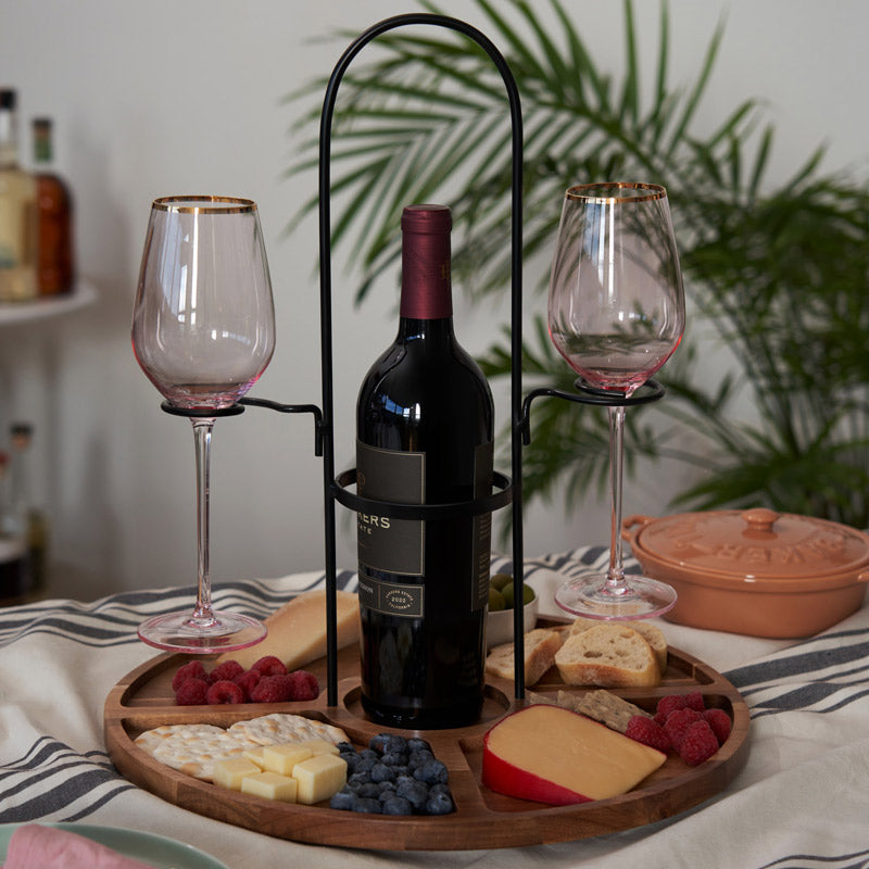 Wine & Cheese Caddy – Perfect Pairing for Elegant Hosting Cheese Board Wander Wine Carriers.