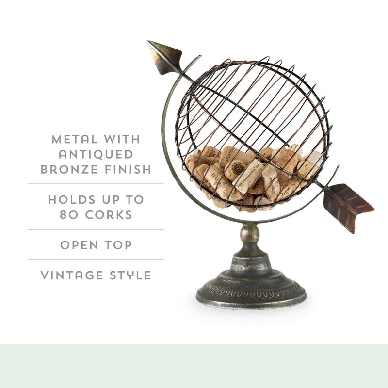 Old World Globe Cork Display – Elegant Wine Cork Holder Cork Holders Wander Wine Carriers.