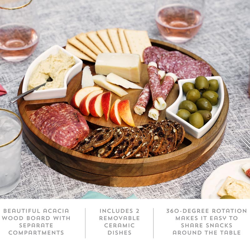 Rotating Charcuterie Board – Stylish Serving Made Easy Serveware Wander Wine Carriers.