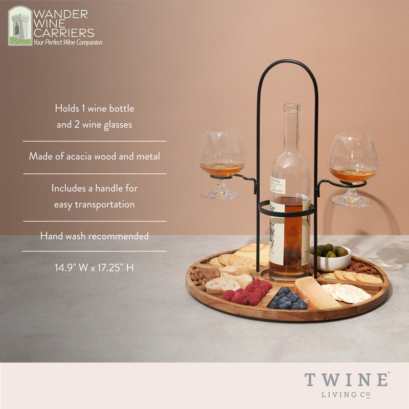 Wine & Cheese Caddy – Perfect Pairing for Elegant Hosting Cheese Board Wander Wine Carriers.