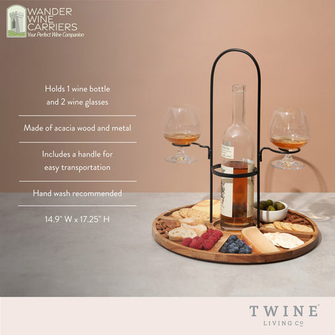 Wine & Cheese Caddy – Perfect Pairing for Elegant Hosting Cheese Board Wander Wine Carriers.