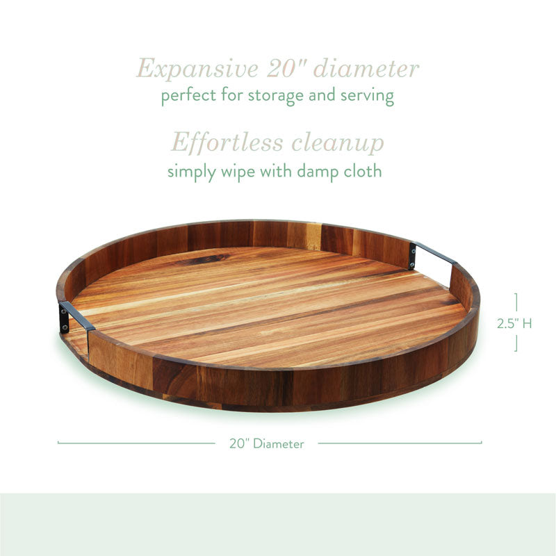 Acacia Lazy Susan – Elegant and Functional Turntable Serving Trays Wander Wine Carriers.