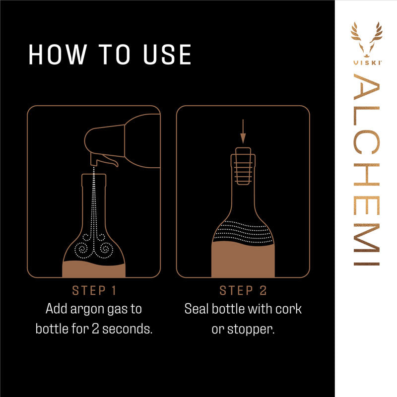 Alchemi Natural Argon Wine Preserver by Viski® – Keep Wine Fresh for Up to 30 Days Vacuum & Gas Stoppers Wander Wine Carriers.