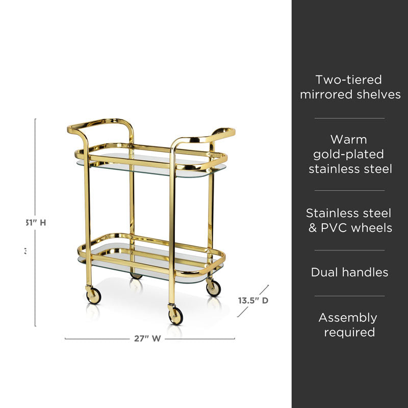 Belmont Gold Bar Cart – The Ultimate Statement for Sophisticated Entertaining Bar Carts Wander Wine Carriers.