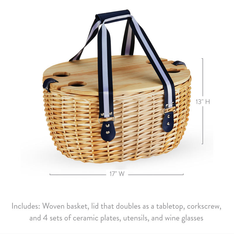 Central Park Willow Picnic Basket – Stylish Picnic Set for Four Picnic Sets Wander Wine Carriers.