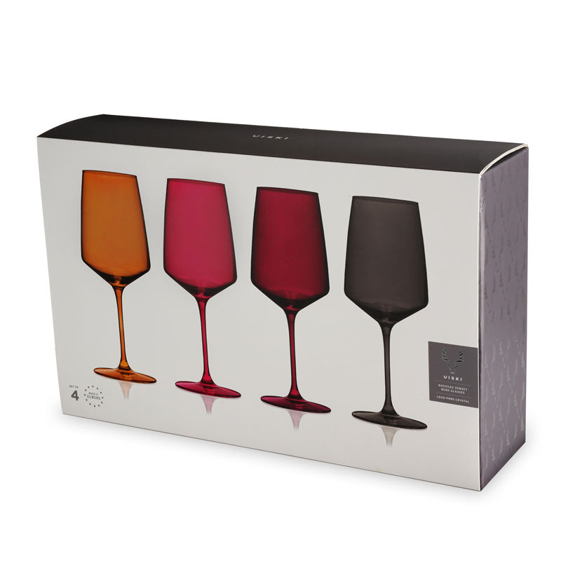 Reserve Nouveau Multi-Colored Crystal Wine Glasses by Viski – Set of 4