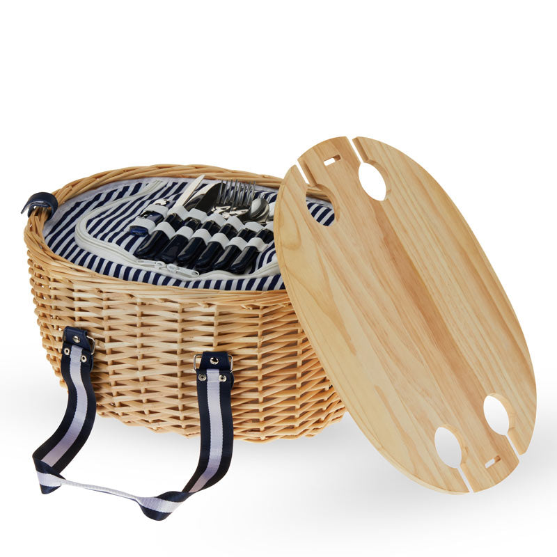 Central Park Willow Picnic Basket – Stylish Picnic Set for Four Picnic Sets Wander Wine Carriers.