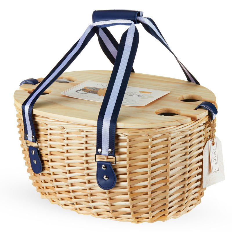 Central Park Willow Picnic Basket – Stylish Picnic Set for Four Picnic Sets Wander Wine Carriers.