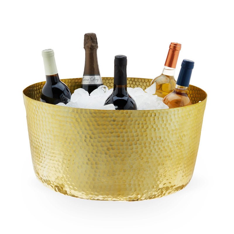 Beverage Tub - Hammered Gold Finish Beverage Tub Wander Wine Carriers.