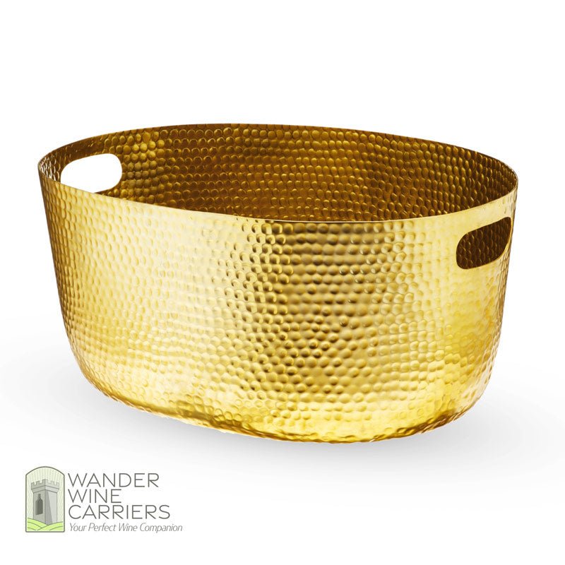 Beverage Tub - Hammered Gold Finish Beverage Tub Wander Wine Carriers.