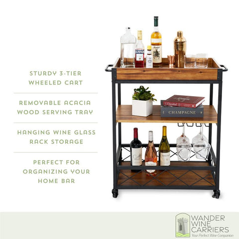 Elegant Bar Cart |  Wheeled Serving Station Elegant bar cart Wander Wine Carriers.