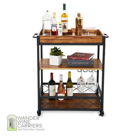 Elegant Bar Cart |  Wheeled Serving Station Elegant bar cart Wander Wine Carriers.