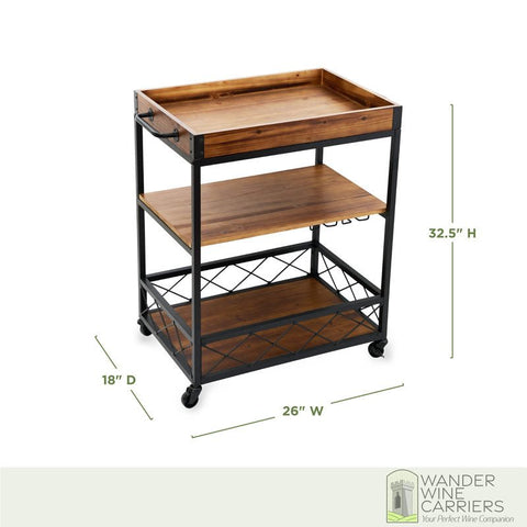 Elegant Bar Cart |  Wheeled Serving Station Elegant bar cart Wander Wine Carriers.