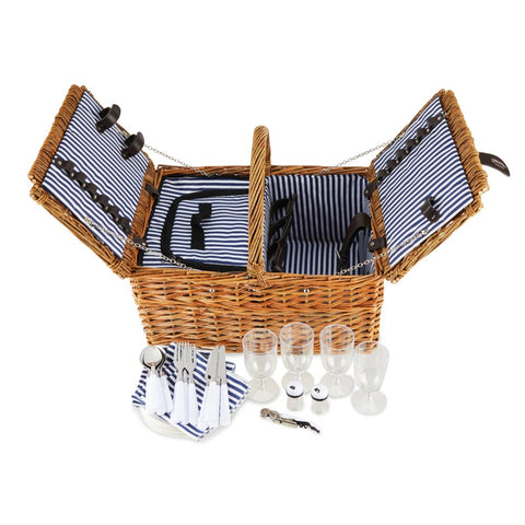 Grand Wicker Wine Basket – Deluxe Picnic Ensemble Wine Picnic Bags Wander Wine Carriers.