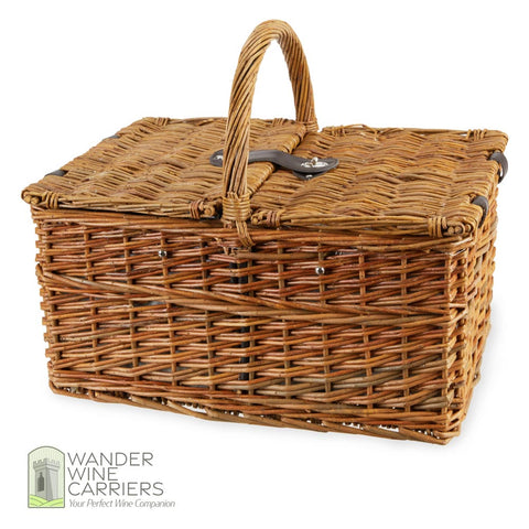 Grand Wicker Wine Basket – Deluxe Picnic Ensemble Wine Picnic Bags Wander Wine Carriers.