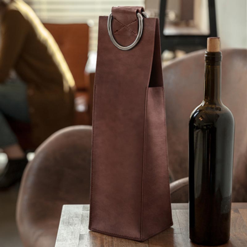 Leather Wine Bag - 1 Bottles Wine Tote - Wander Wine Carriers