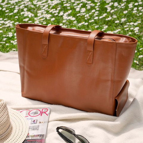 Leather Wine Tote - Wine Handbag - Wander Wine Carriers