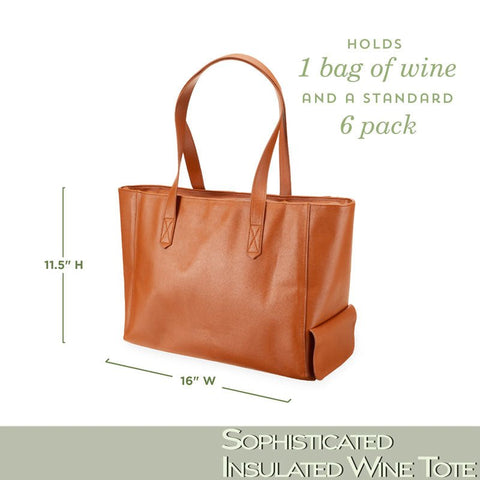 Leather Wine Tote - Wine Handbag - Wander Wine Carriers