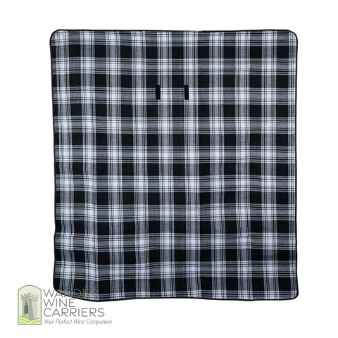 Picnic Blanket - Black Plaid Waterproof picnic  - et Wander Wine Carriers.