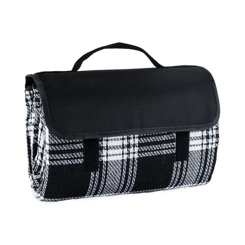 Picnic Blanket - Black Plaid Waterproof picnic  - et Wander Wine Carriers.