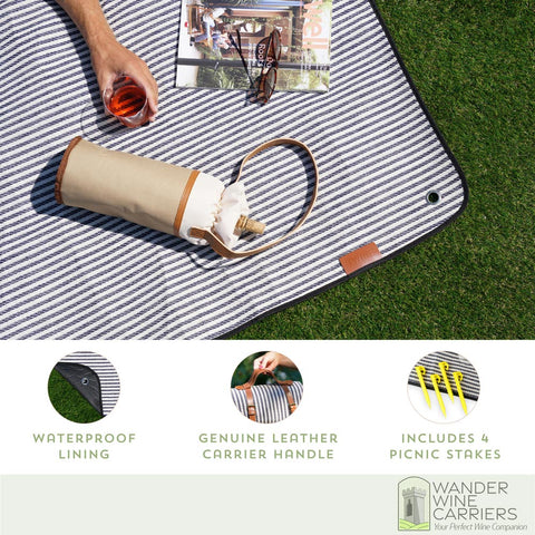 Picnic Blanket - Outdoor Waterproof Set  Wander Wine Carriers.
