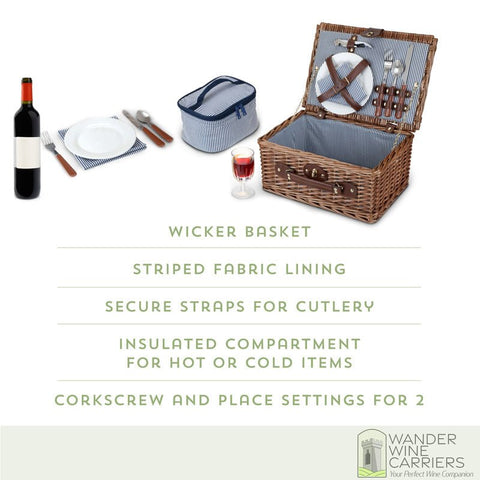 Wicker Wine basket – Picnic Set Wine picnic set Wander Wine Carriers.