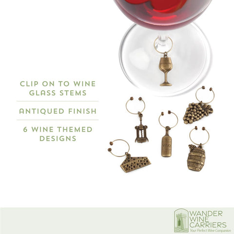 Wine Glass Charms | Vintage-inspired  Wander Wine Carriers.