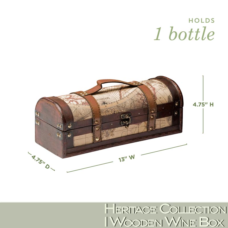 Wood Wine Box - 1 Bottle Heritage Collection - Wander Wine Carriers