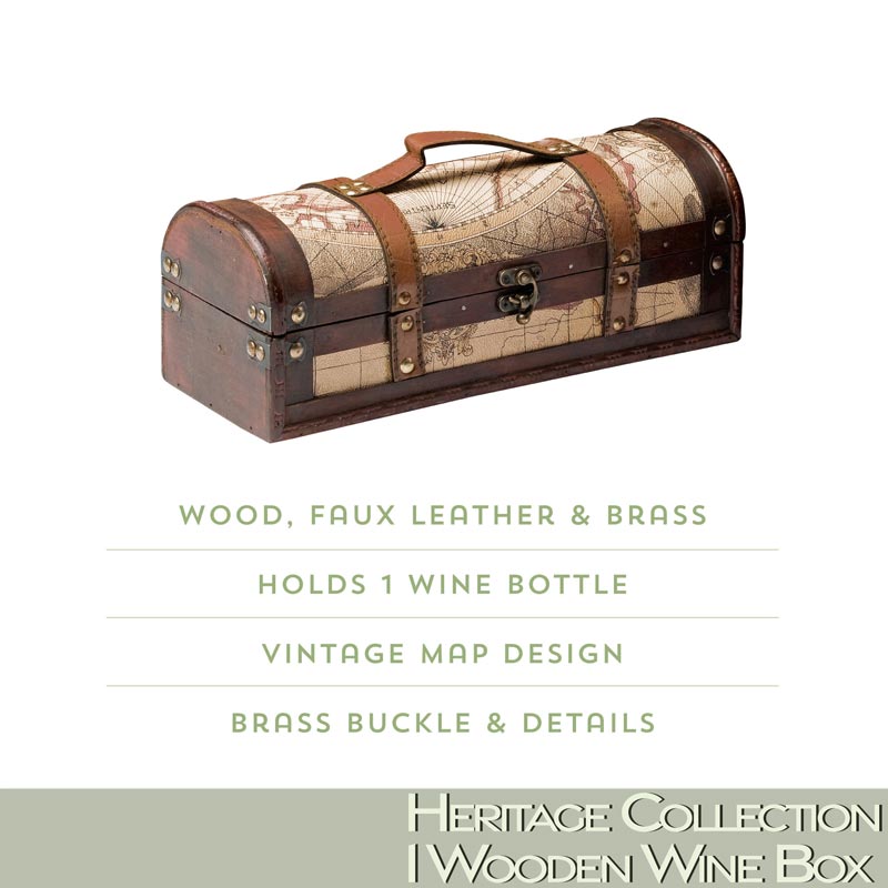 Wood Wine Box - 1 Bottle Heritage Collection - Wander Wine Carriers
