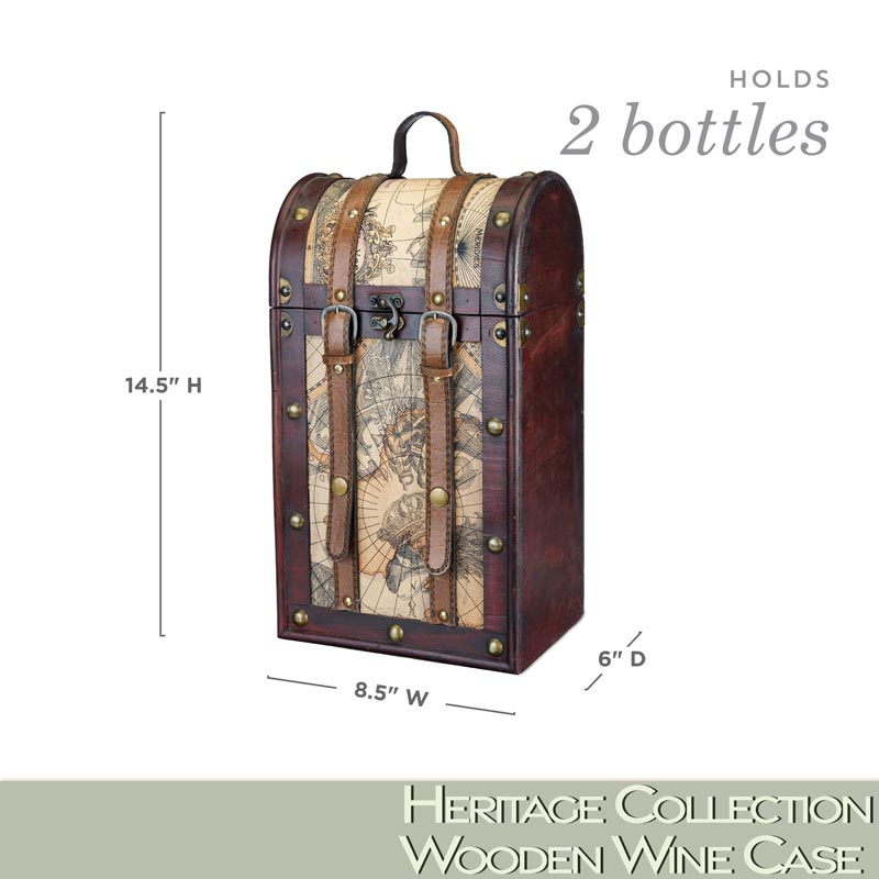 Wood Wine Box - 2 Bottle Heritage Collection - Wander Wine Carriers