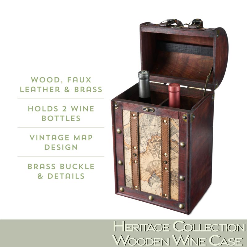 Wood Wine Box - 2 Bottle Heritage Collection - Wander Wine Carriers