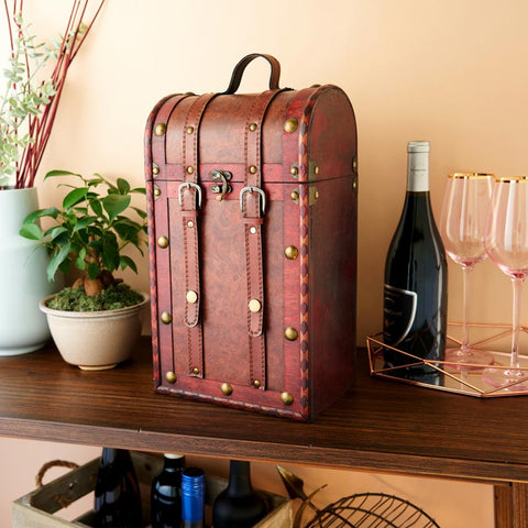 Wood Wine Box - 2 Bottles Vintage Box - Wander Wine Carriers