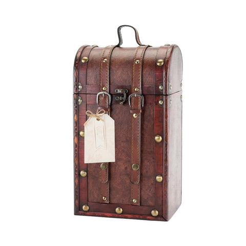 Wood Wine Box - 2 Bottles Vintage Box - Wander Wine Carriers