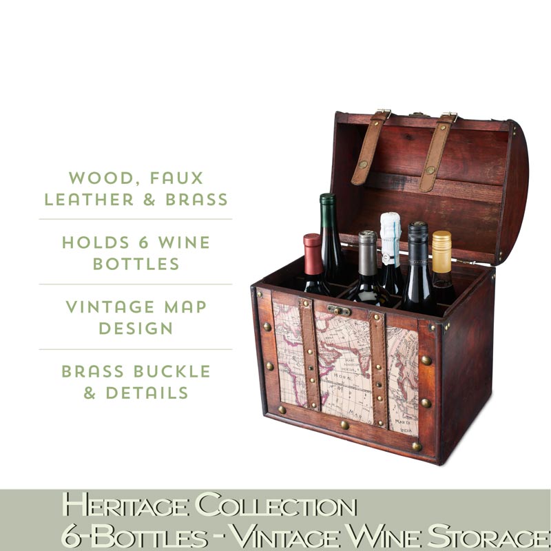 Wood Wine Box - 6 Bottle Heritage Collection - Wander Wine Carriers