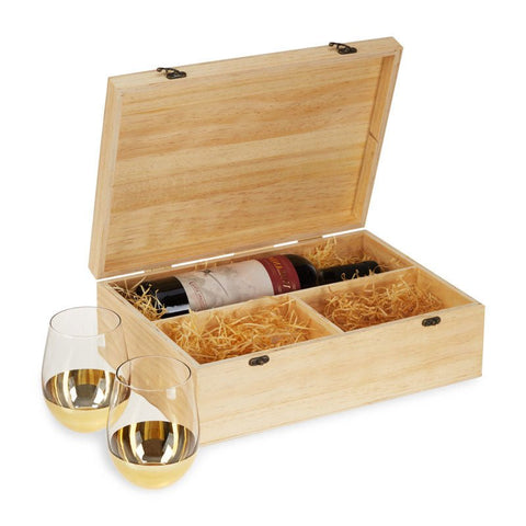 Wood Wine Box - Gold-Dipped Glasses Set Wooden Wine Box Wander Wine Carriers.