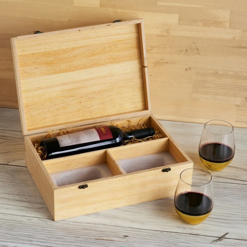 Wood Wine Box - Gold-Dipped Glasses Set - Wander Wine Carriers