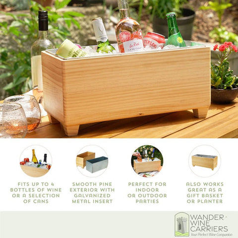 Wooden Beverage Tub - Eco-Friendly Drink Cooler Beverage Tub Wander Wine Carriers.