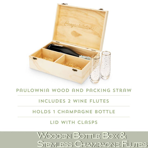 Wooden Wine Box - Champagne Flutes Set - Wander Wine Carriers