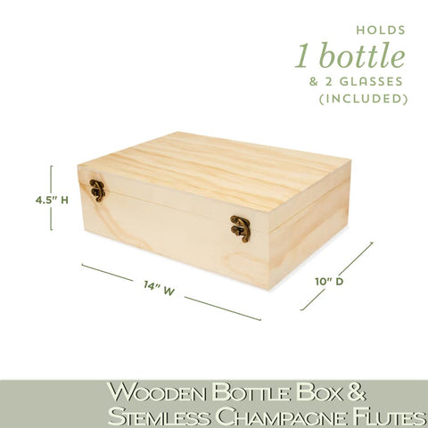 Wooden Wine Box - Champagne Flutes Set - Wander Wine Carriers